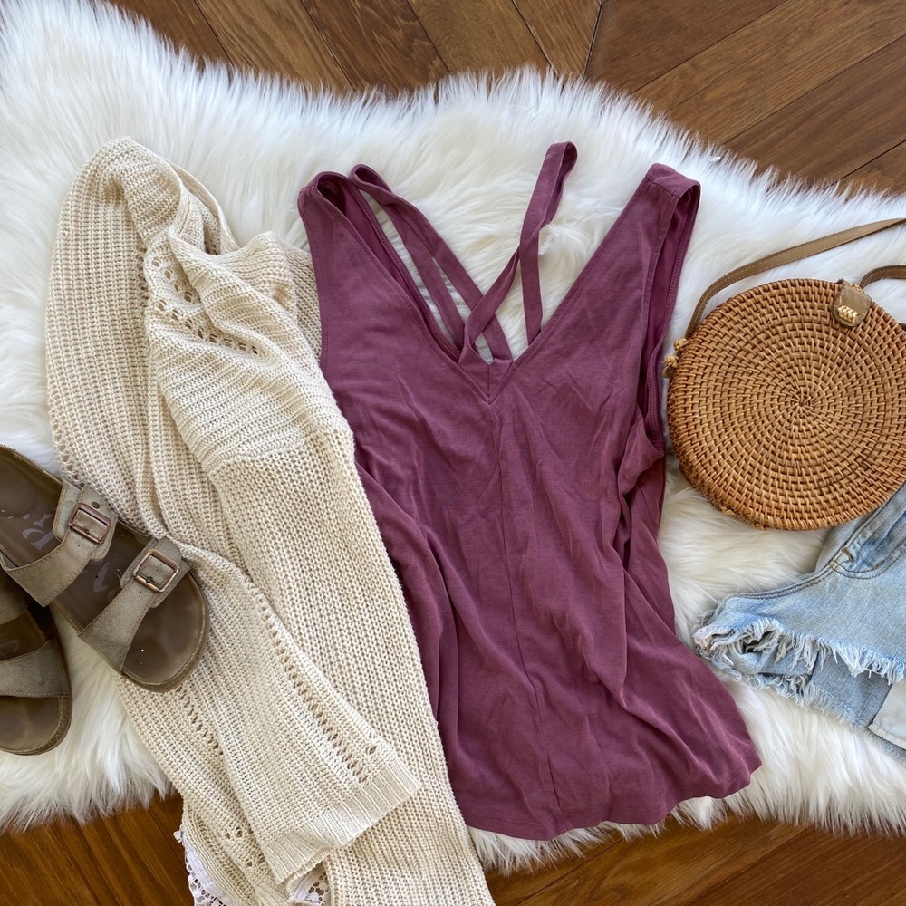 Mauve AE Soft & Sexy Criss-Cross Tank